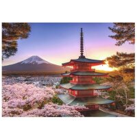 Puzzle 1000 - Hora Fuji pohled na kvetoucí stromy