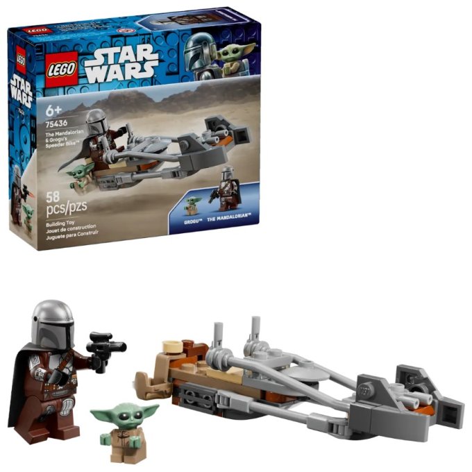 75436 Lego star Wars - Mandalorian a Grogu a spídrová motorka