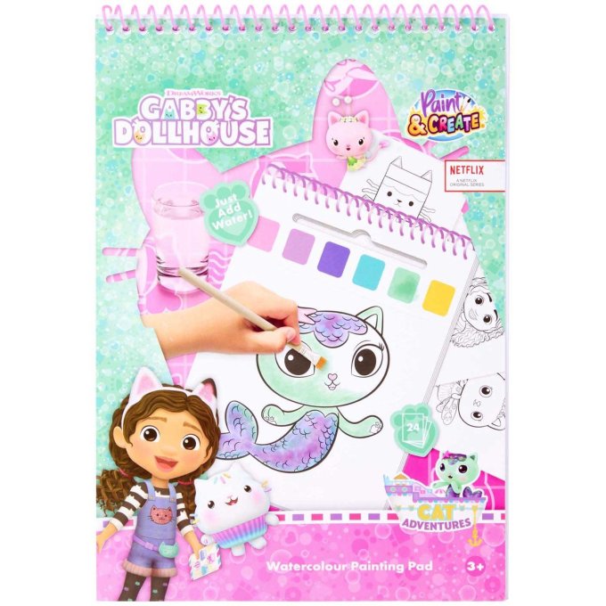 Gabby´s Dollhouse – Omalovánka s akvarelovými barvami- včetně štětce