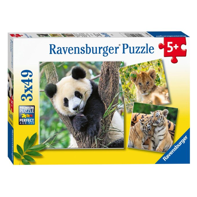 Puzzle 3x49 - Panda, tygr a lev
