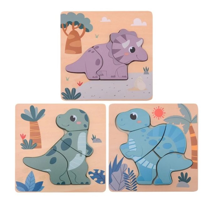 Dřevěné mini puzzle Dino