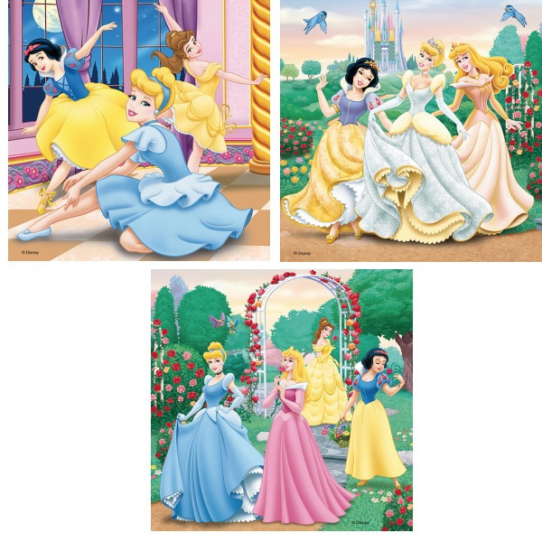 Puzzle 3v1 - Disney princezny