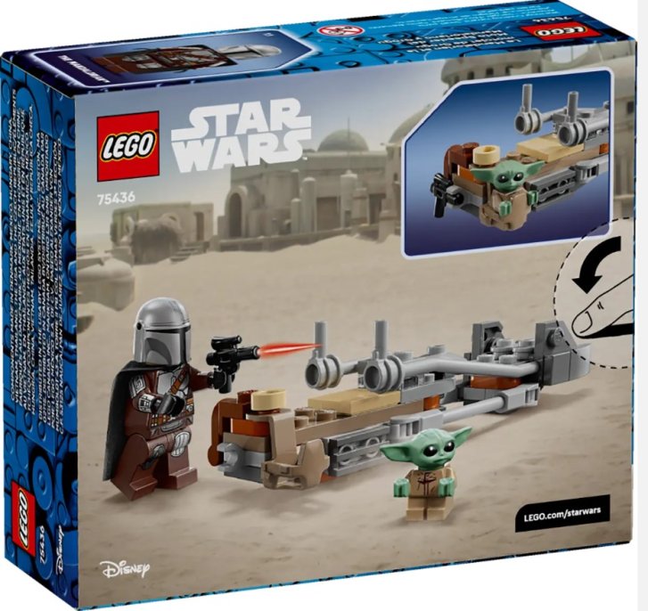 75436 Lego star Wars - Mandalorian a Grogu a spídrová motorka