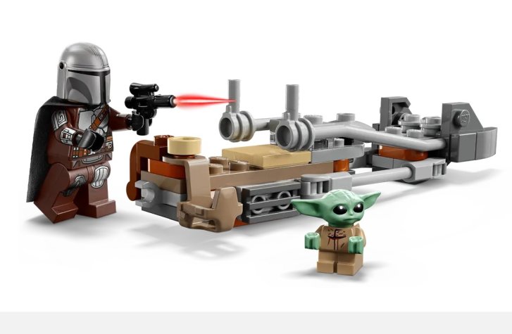 75436 Lego star Wars - Mandalorian a Grogu a spídrová motorka