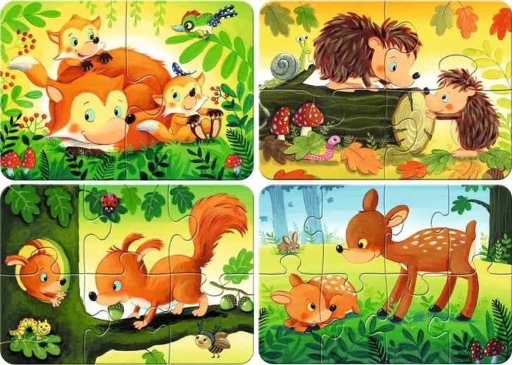 Moje první puzzle 4v1 - Lesní zvířátka
