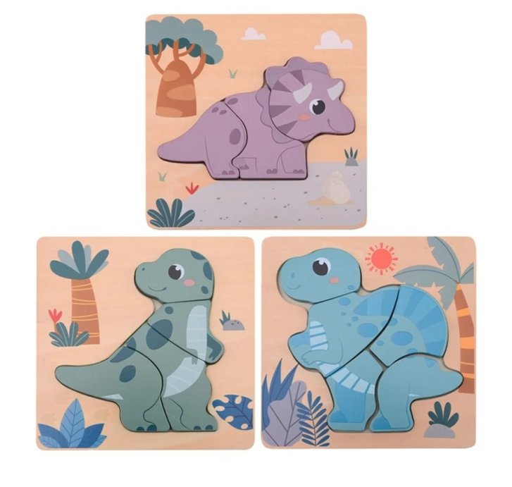 Dřevěné mini puzzle Dino