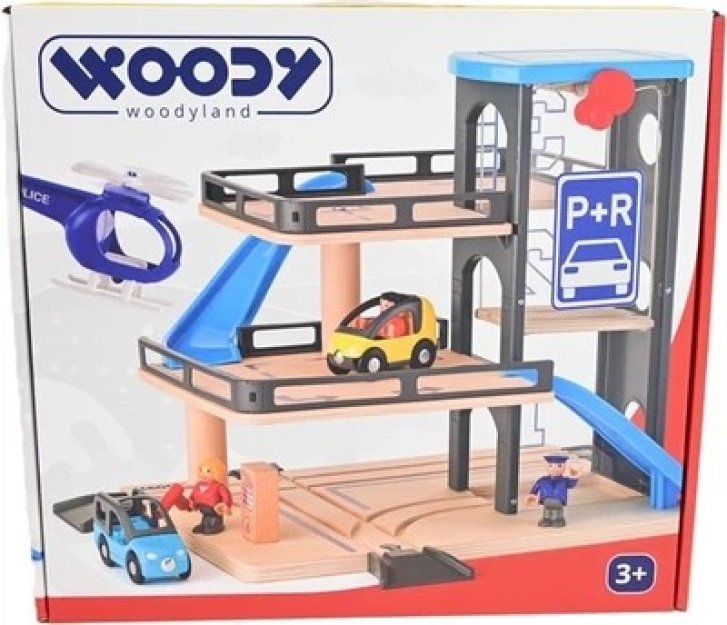 Woody - Garáž s autíčky a heliportem